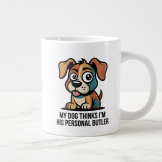Funny Dog Butler Cartoon Quote Jumbo Mugg