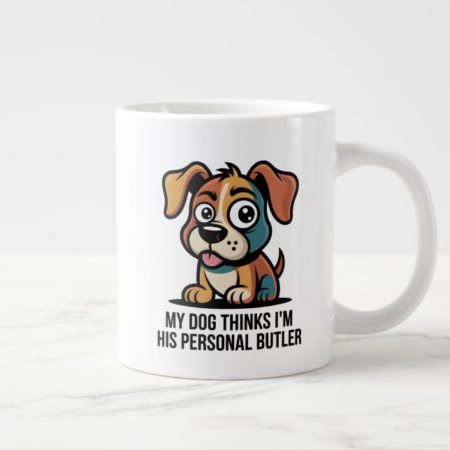 Funny Dog Butler Cartoon Quote Jumbo Mugg (Höger)