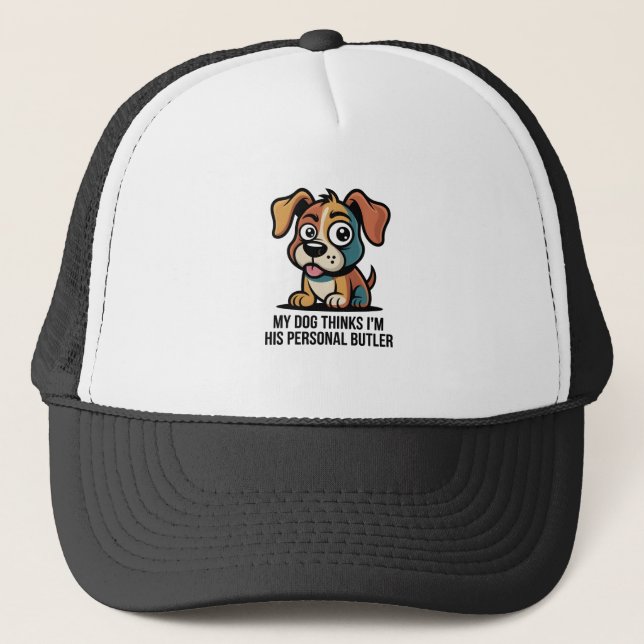 Funny Dog Butler Cartoon Quote Keps (Framsida)