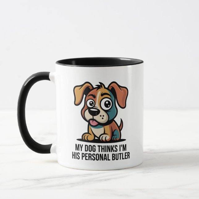 Funny Dog Butler Cartoon Quote Mugg (Vänster)