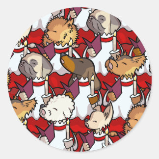 Funny Dog Choir Christmas Carol Singers Cartoon Runt Klistermärke
