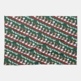 Funny Dog Choir Ding Dog Xmas Carol Pun Cartoon Kökshandduk