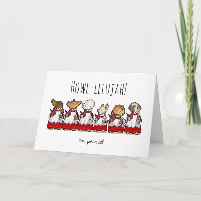 Funny Dog Choir Passed Test Or Exam Cartoon Kort (Framsida)