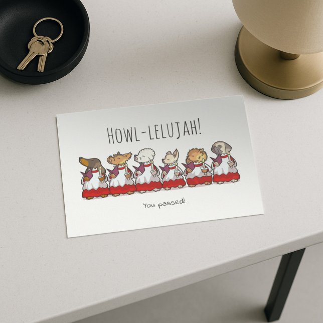 Funny Dog Choir Passed Test Or Exam Cartoon Vykort (Skapare uppladdad)