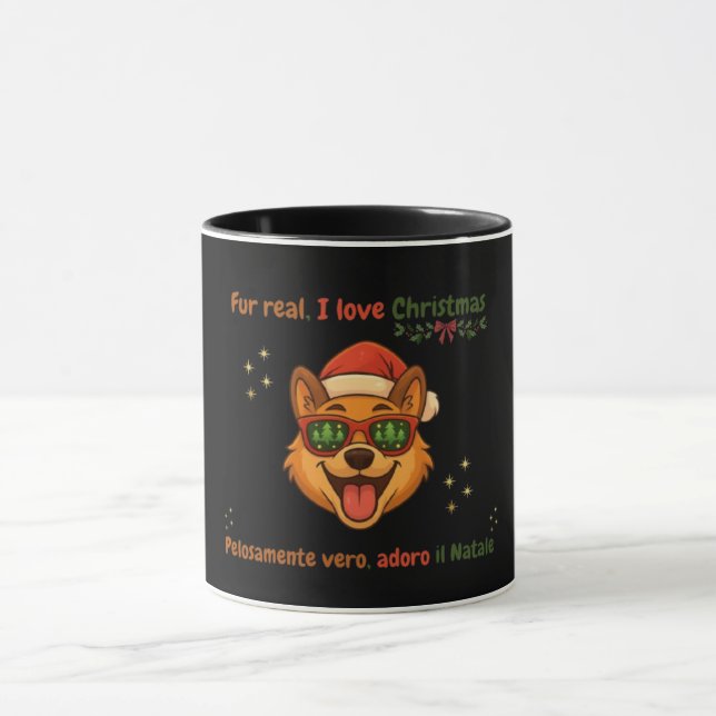 Funny Dog Christmas Mug – Bilingual Gift Mugg (Center)