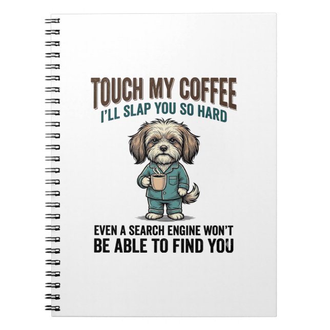 Funny Dog Coffee Warning Vintage Engraving Design_ Anteckningsbok (Framsidan)