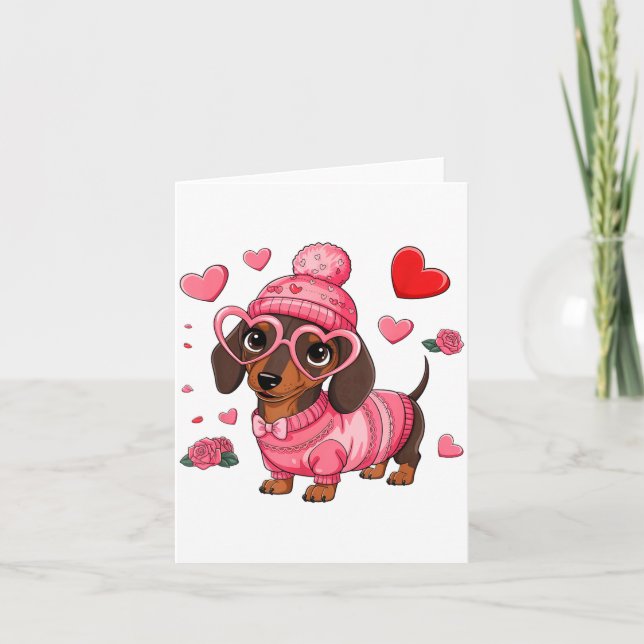 Funny Dog Dachshund Valentines Heart Dog Lover Men Kort (Framsida)