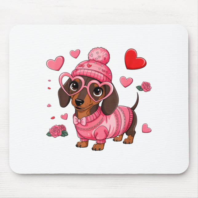 Funny Dog Dachshund Valentines Heart Dog Lover Men Musmatta (Framsidan)