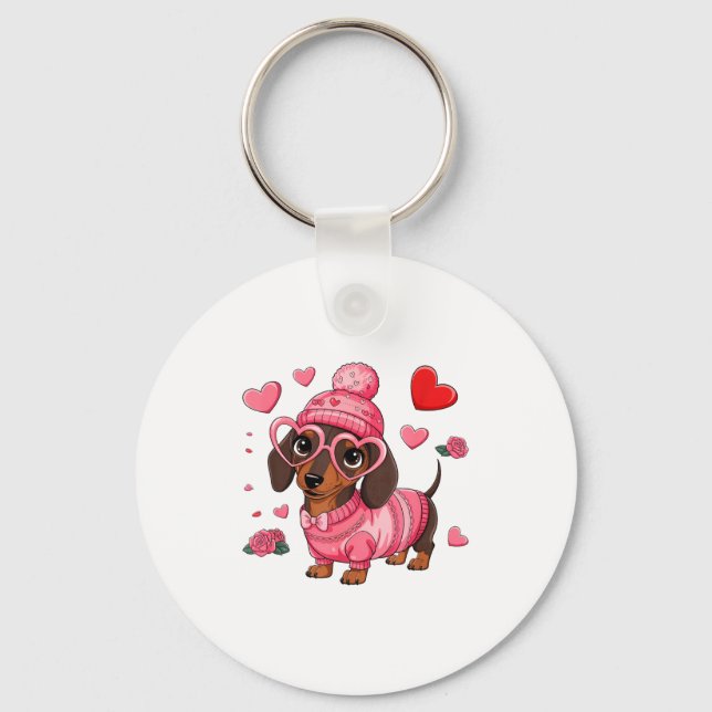 Funny Dog Dachshund Valentines Heart Dog Lover Men Nyckelring (Framsida)