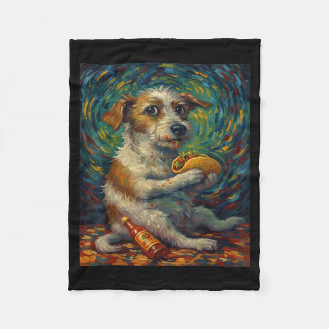 Funny Dog Eating Taco Graphic Art Design  Fleecefilt (Framsidan)