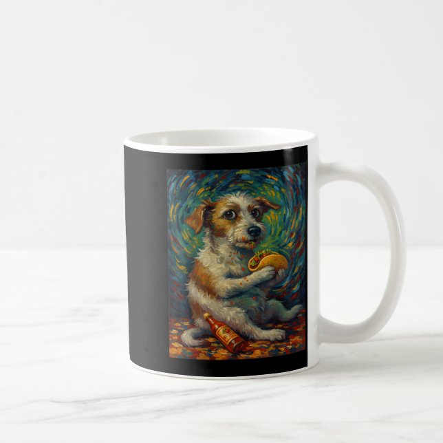 Funny Dog Eating Taco Graphic Art Design  Kaffemugg (Höger)