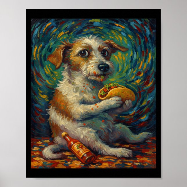Funny Dog Eating Taco Graphic Art Design  Poster (Framsidan)