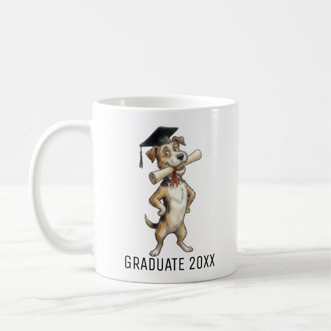 Funny dog Graduation  Kaffemugg (Vänster)