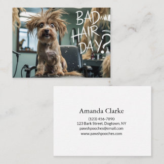 Funny Dog Grooming Business Card – “Bad Hair Day?” Visitkort