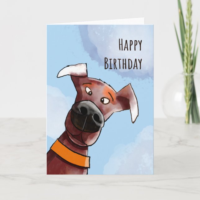 Funny Dog. Happy Birthday.  Kort (Framsida)