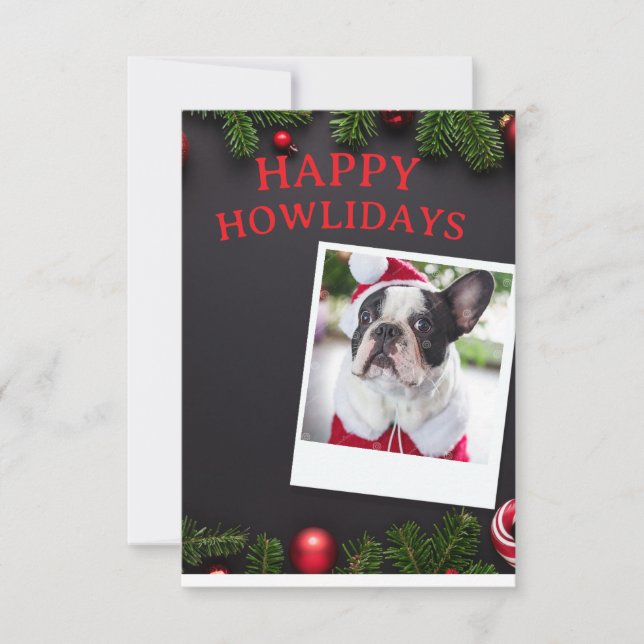 Funny Dog Happy Howlidays Christmas Card Inbjudningar (Framsida)