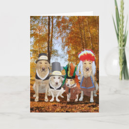 Funny Dog/Lab/Hound Pilgrims and Indians Helgkort