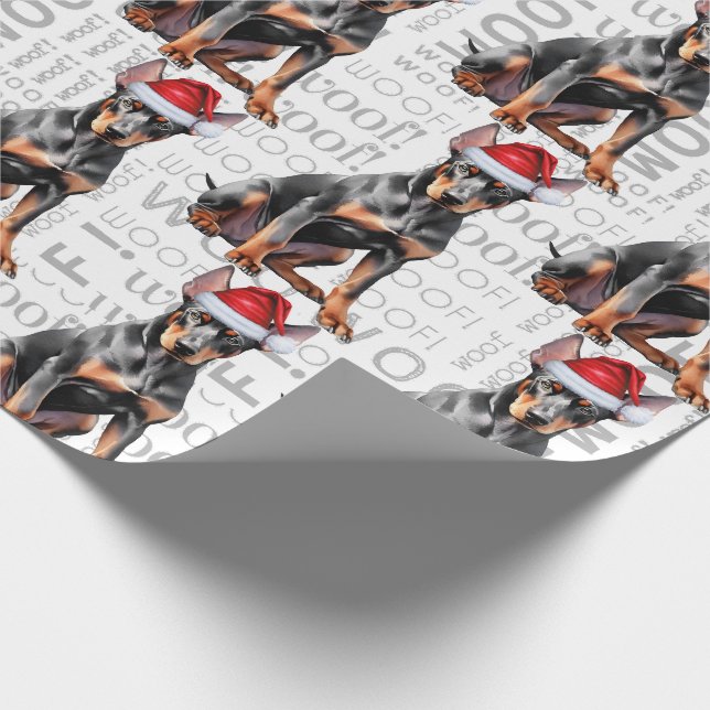 Funny Dog Lover Doberman Pinscher in a Santa Hat Presentpapper (Hörn)