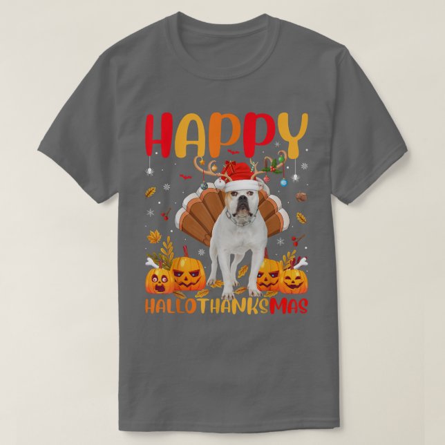 Funny Dog Lover Happy American Bulldog HelloThanks T Shirt (Design framsida)