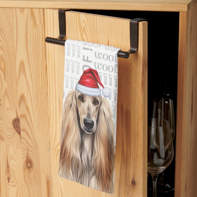 Funny Dog Lover Holiday Afghan Hound Christmas Kökshandduk (Thirds Fold)