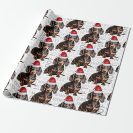 Funny Dog Lover Smooth Dachshund in a Santa Hat Presentpapper