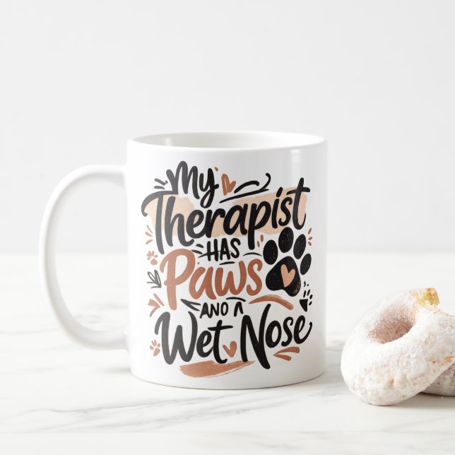 Funny Dog Lover Typography Paw Quote Kaffemugg (Med munk)