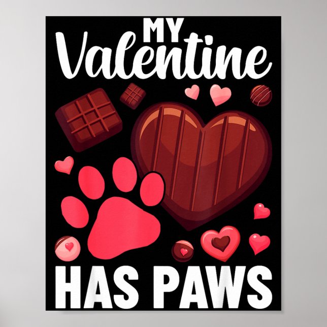 Funny Dog Owner Valentines Day Heart Women Girls  Poster (Framsidan)