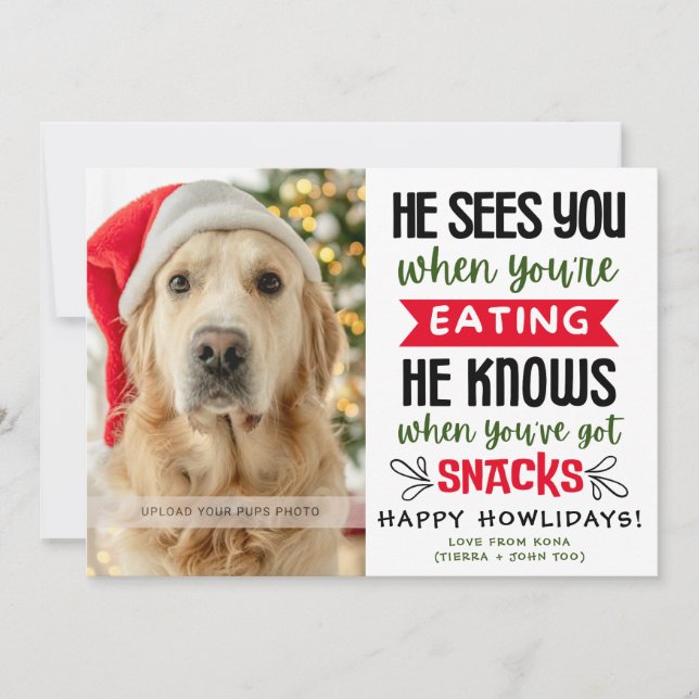Funny Dog Photo Christmas Picture Personalized Julkort (Framsida)