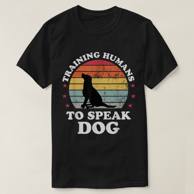Funny Dog Trainer Retro Sunset Design T Shirt (Design framsida)