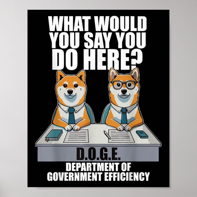 Funny Doge Meme D.o.g.e., Department of Government Poster (Framsidan)