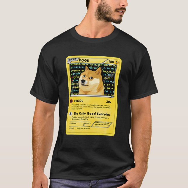 Funny Dogecoin Doge HODL Card Crypto Meme Manar Ki T Shirt (Framsida)
