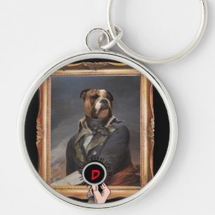 Funny Dogecoin-klädd hund-målning Rund Silverfärgad Nyckelring