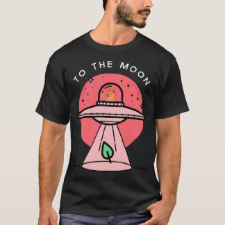 Funny Dogecoin Ufo till Måne Hodl Doge Alien Abd T Shirt