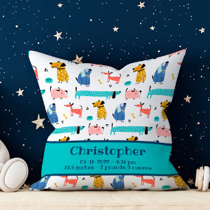 Funny Dogs Birth Stats Kudde