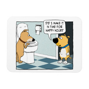 Funny Dogs Lycklig Hour på Toilet Bowl Magnet