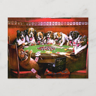 Funny Dogs Poker Vykort