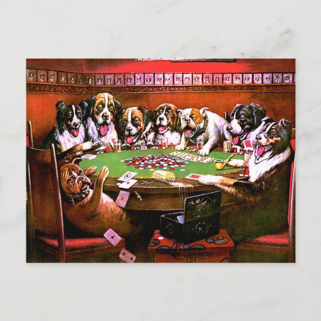 Funny Dogs Poker Vykort (Framsida)