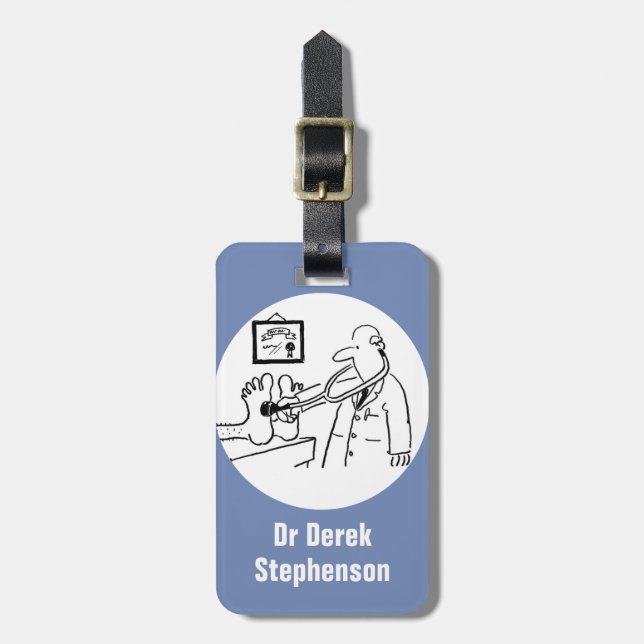 Funny Doktor Checkfeet med Stethoscope Bagagebricka (Vertikal Framsida)