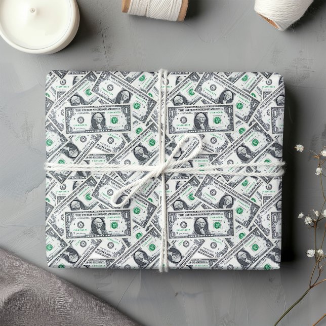 Funny dollar pattern humor wrapping paper  presentpapper (Modern funny gift for money lovers with dollar style)