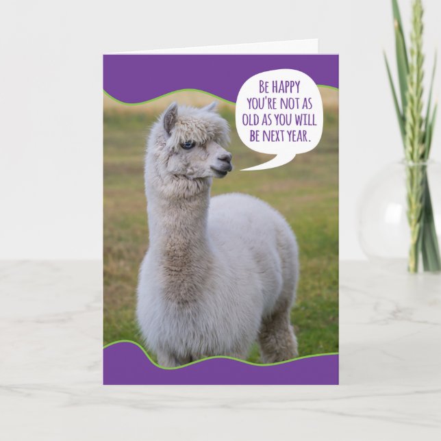 Funny Dolly Llama Birthday Wisdom Kort (Framsida)