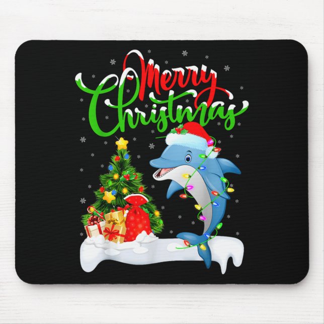 Funny Dolphin Fish Lover Xmas Lighting Dolphin Chr Musmatta (Framsidan)