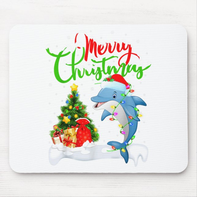 Funny Dolphin Fish Lover Xmas Lighting Dolphin Chr Musmatta (Framsidan)