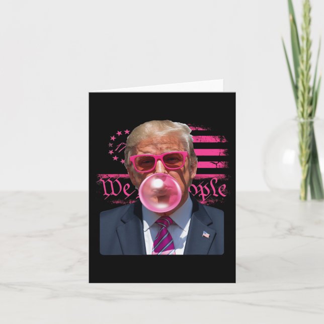 Funny Donald Trump Bubble Gum Rosa 4:e juli Ame Kort (Framsida)