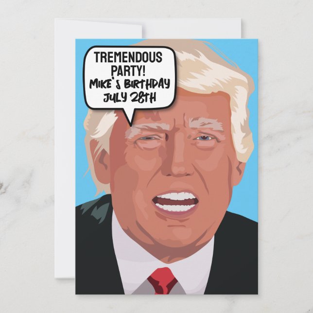 FUNNY DONALD TRUMP FÖDELSEDAGSFEST INBJUDAN (Framsida)