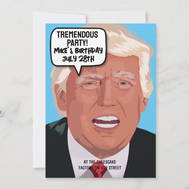 FUNNY DONALD TRUMP FÖDELSEDAGSFEST INBJUDAN (Framsida)