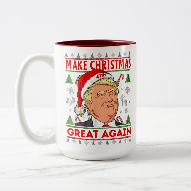 Funny Donald Trump God jul Gift Två-Tonad Mugg (Vänster)