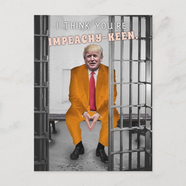 Funny Donald Trump Impeachment Prison Humor Helg Vykort (Framsida)