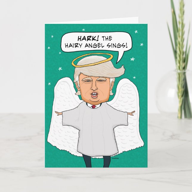 Funny Donald Trump Looklike Hairy Angel jul Helgkort (Framsida)