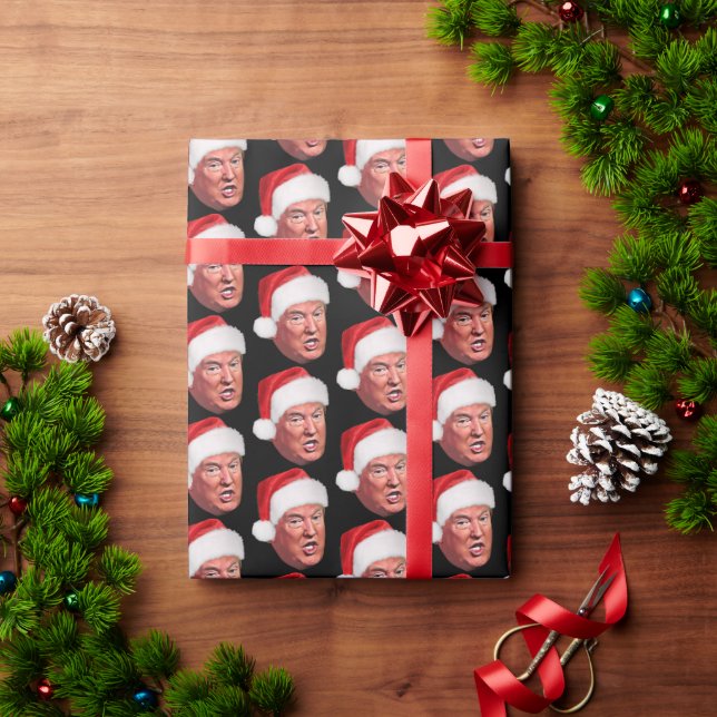 Funny Donald Trump Mönster jul Santa Hat Presentpapper (Julgåva)