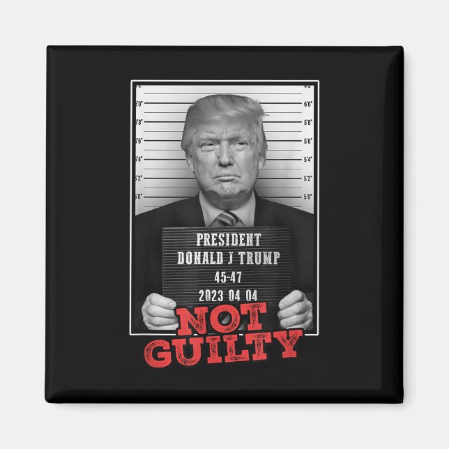 Funny Donald Trump Not Guilty Mugg Shot, gratis Magnet (Framsidan)